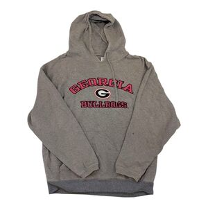 Vintage Georgia Bulldogs Hoodie Gray Embroidered UGA L College Sweatshirt Y2K